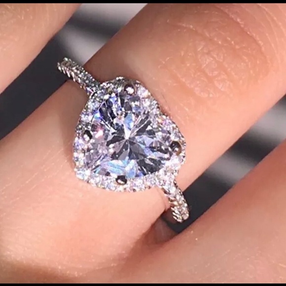 Sterling Silver Plated Heart CZ ring - Picture 7 of 8